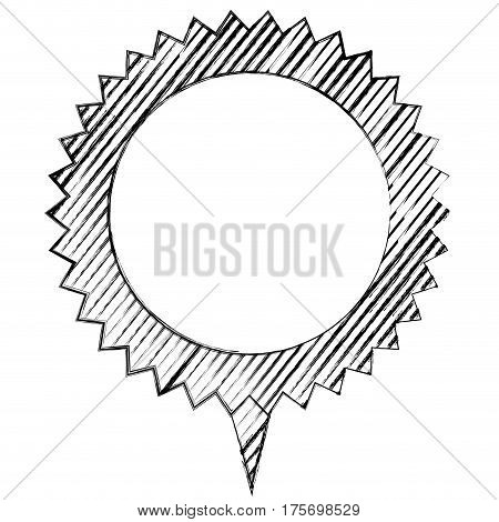 monochrome sketch of circular speech with sawtooth contour with stripes vector illustration