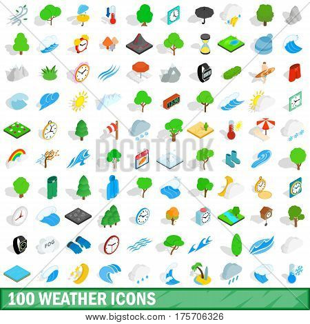 100 weather icons set in isometric 3d style for any design vector illustration