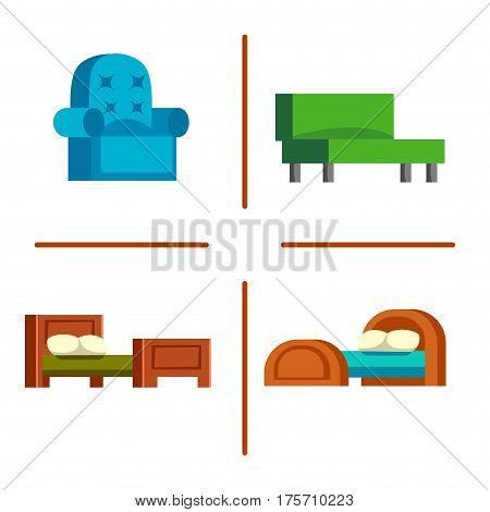 Couch sofa isolated home seat. Style interior comfortable sofa isolated fashion texture decor. Bed vector sleep furniture icon. Bed vector house information bedtime modern