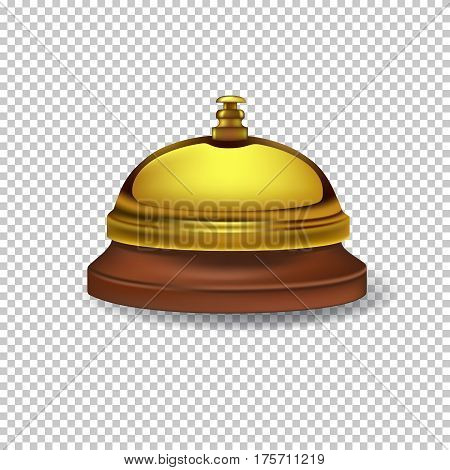 Realistic gold reception bell isolated on transparent background. Vector illustranion.
