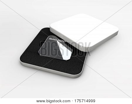 Hdd, mini hard disk drive, components, 3d Illustration
