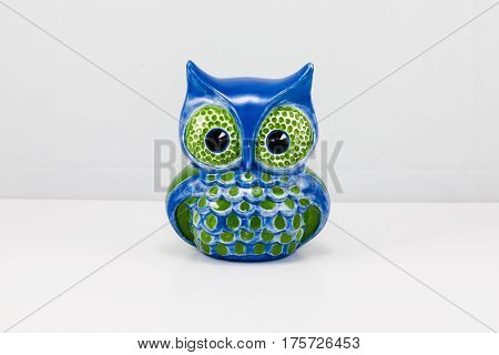 one ceramic blue owl bric-a-brac curio item