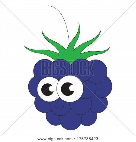 Funny Blackberry cartoon. Outlined object with black stroke.