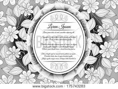 Vector  Mohochrome Floral Template With Place For Text