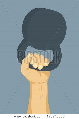 Hand lifted kettlebell weight - winer and strength concept