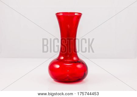 glass red vase about 12 inches tall