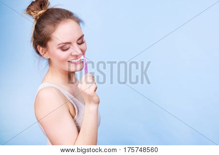 Woman Brushing Cleaning Teeth