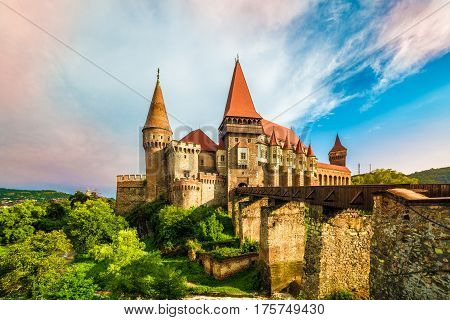 Medieval Hunyad Corvin castle Hunedoara townTransylvania regiomRomaniaEurope
