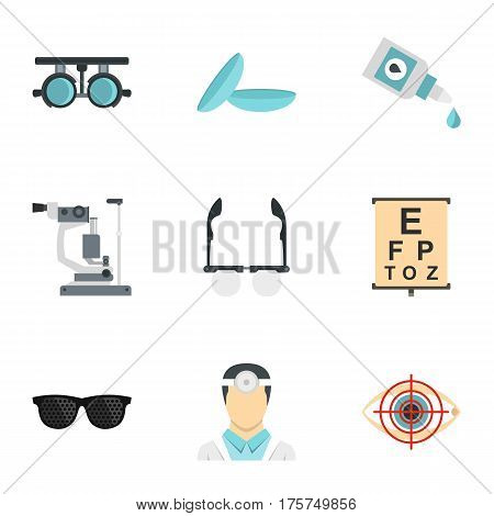 Vision correction icons set. Flat illustration of 9 vision correction vector icons for web