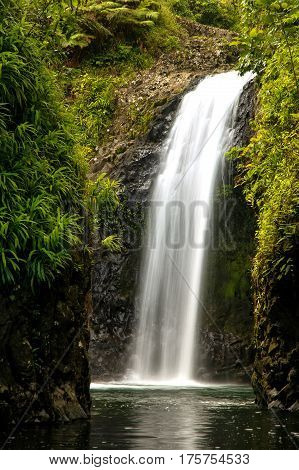 Wainibau Waterfall At The End Of Lavena Coastal Walk On Taveuni Island, Fiji