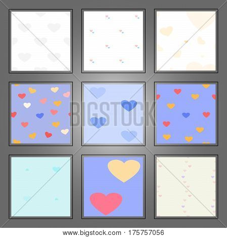 Vector set of seamless patterns. Heart illustration