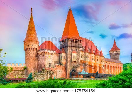 Medieval Hunyad Corvin castle Hunedoara townTransylvania regiomRomaniaEurope