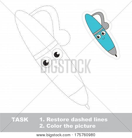 Pen. Dot to dot educational game for kids. Tracing worksheet to be colored.