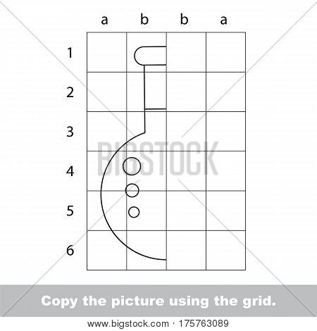 Finish the simmetry picture using grid sells, vector kid educational game for preschool kids, the drawing tutorial with easy gaming level for half of Glass Vial Tube