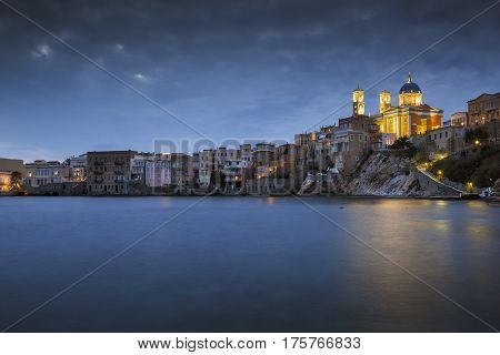 Town of Ermoupoli on Syros island in Greece.