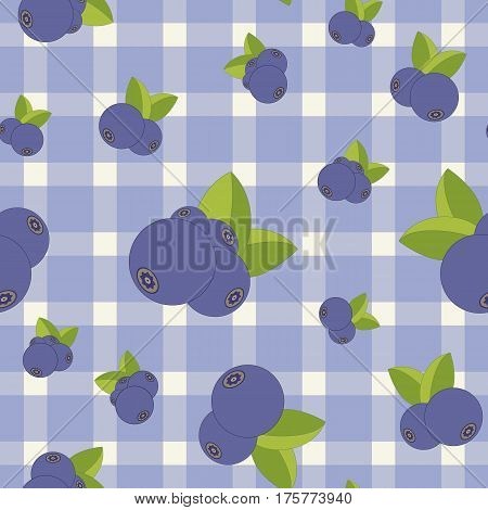 Seamless pattern with blueberry. Bright colors fashion style for prints batik silk textile cushion pillow bandanna kerchief. Kid country rustic style