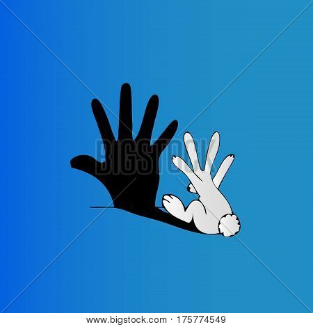 Rabbit making shadow hand , vector illustration