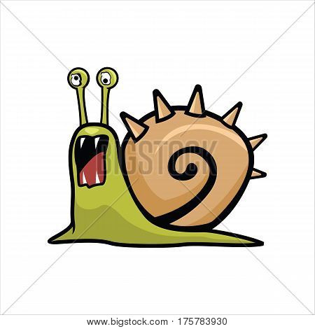 crazy snails scream startled and frightened illustration vector