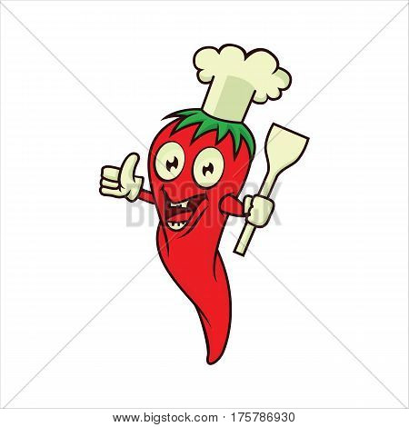 red pepper chef smiling and preparing to cook