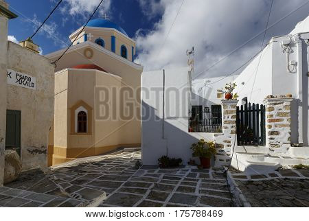 CHORA, GREECE - JANUARY 10, 2017: View of Chora village on Serifos island in Greece on January 10, 2017.