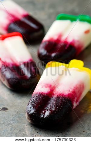 berry frozen jogurt  on metalic background.  selective focus