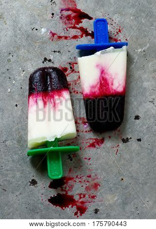 berry frozen jogurt  on metalic background.  selective focus