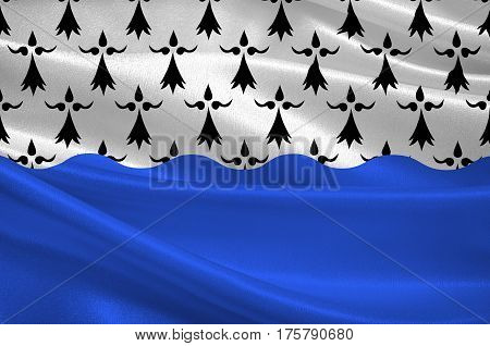 Flag of Morbihan is a department in Brittany situated in the northwest of France. 3D illustration