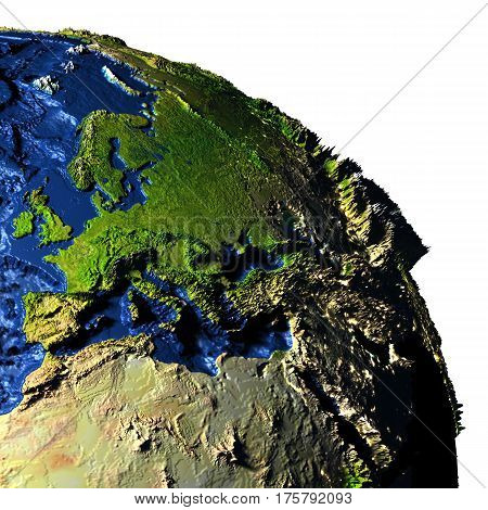 Emea Region On Earth With Exaggerated Mountains