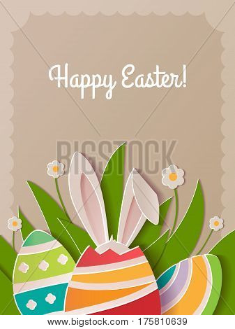 Happy Easter greeting card. A realistic vector image that simulates paper.