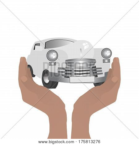 Retro Car. Keep Hands Guard. Illustration