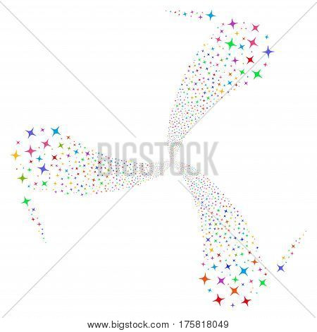 Space Star fireworks swirl rotation. Vector illustration style is flat bright multicolored iconic symbols on a white background. Object spiral done from random symbols.