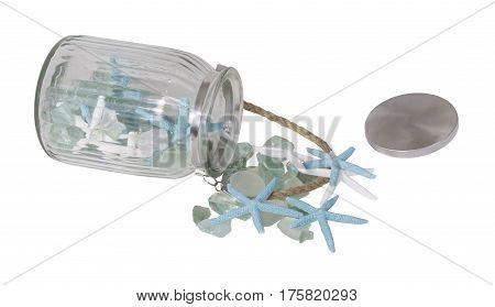 Starfish with Seaglass Spilling from a Jar - path included