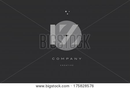 Iz I Z  Grey Modern Alphabet Company Letter Logo Icon