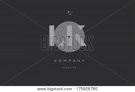 Lk L K  Grey Modern Alphabet Company Letter Logo Icon