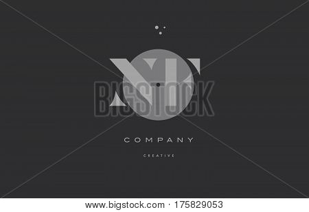 Nf N F  Grey Modern Alphabet Company Letter Logo Icon