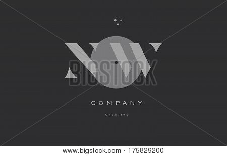 Nw N W  Grey Modern Alphabet Company Letter Logo Icon