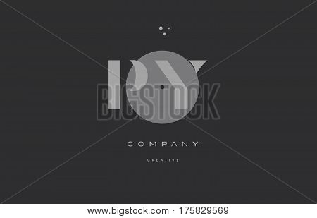 Py P Y  Grey Modern Alphabet Company Letter Logo Icon