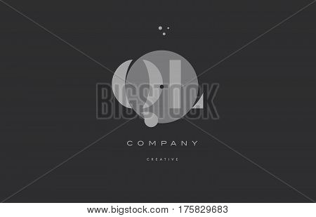 Ql Q L  Grey Modern Alphabet Company Letter Logo Icon