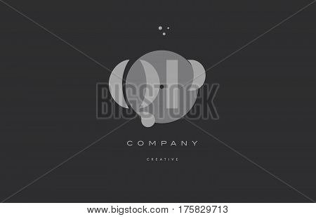 Qp Q P  Grey Modern Alphabet Company Letter Logo Icon