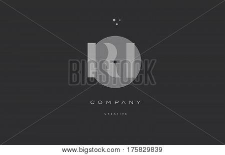 Ri R I  Grey Modern Alphabet Company Letter Logo Icon