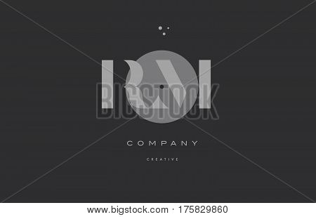 Rm R M  Grey Modern Alphabet Company Letter Logo Icon