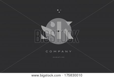 Sk S K  Grey Modern Alphabet Company Letter Logo Icon