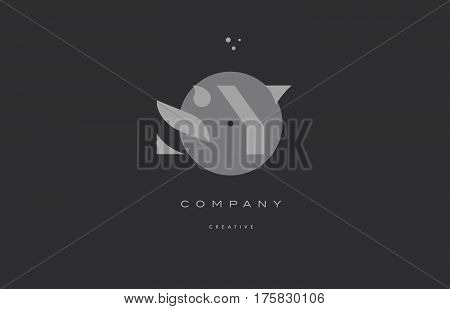 Sy S Y  Grey Modern Alphabet Company Letter Logo Icon
