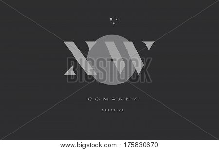 Xw X W  Grey Modern Alphabet Company Letter Logo Icon