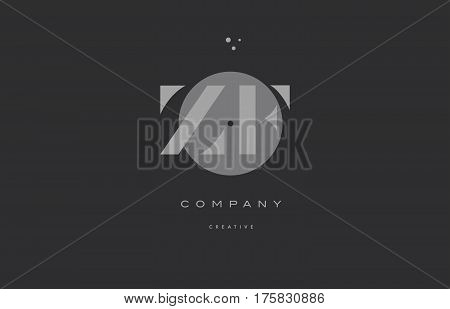 Zf Z F  Grey Modern Alphabet Company Letter Logo Icon