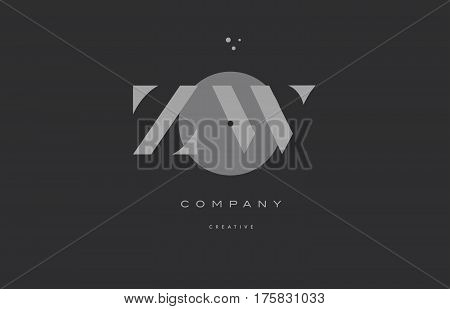 Zw Z W  Grey Modern Alphabet Company Letter Logo Icon