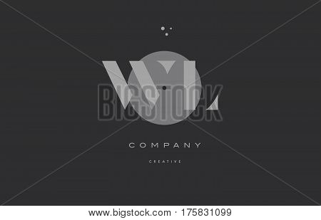 Wl W L  Grey Modern Alphabet Company Letter Logo Icon