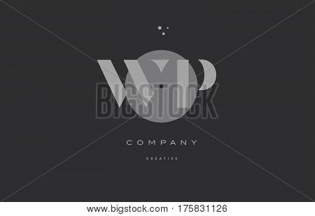 Wp W P  Grey Modern Alphabet Company Letter Logo Icon