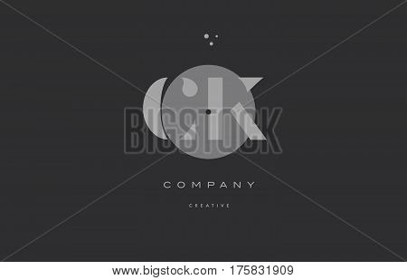Ck C K  Grey Modern Alphabet Company Letter Logo Icon