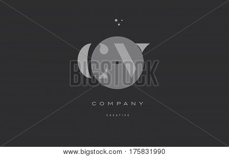 Cv C V  Grey Modern Alphabet Company Letter Logo Icon